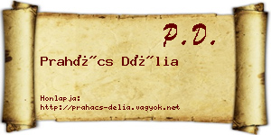 Prahács Délia névjegykártya